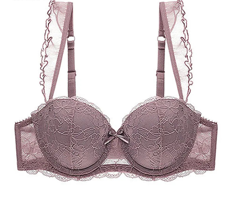 Deep V Embroidered Push-Up Bra - SHOPPERS' CASTLE