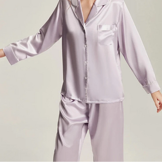 6A Grade 19mm Silk Pajama Set - V-Neck Long Sleeve Luxury Sleepwear