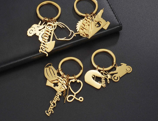 Personalized Hand Painted Name Date Keychain - Fashion Nameplate