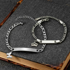 Engrave Name Heart Figaro Chain Bracelet - Adjustable