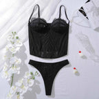 Mesh Ultra-Thin Sling Tops Bra & Thong Set with Shapewear