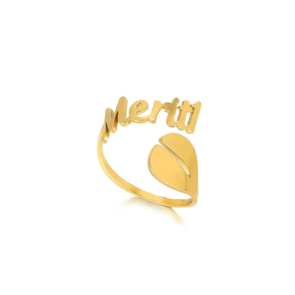 Custom Fish Geometric Name Ring - Open Design