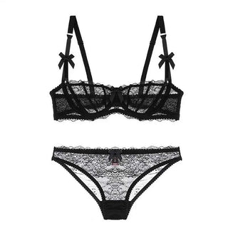 Ultra-Thin Bow Embroidery Bra Set
