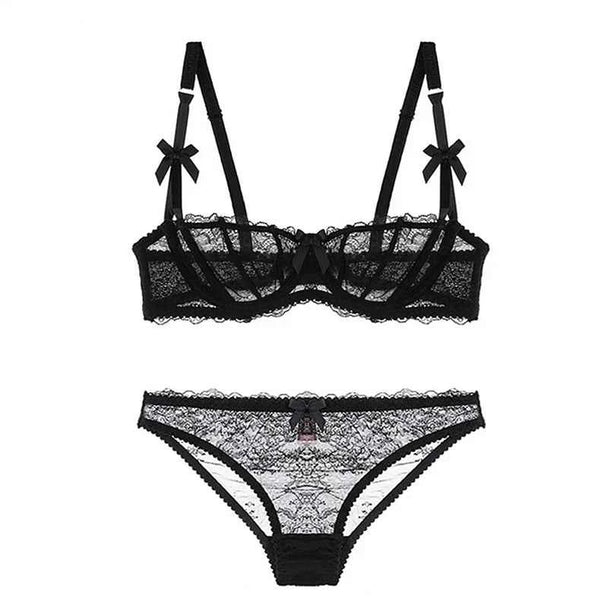 Ultra-Thin Bow Embroidery Bra Set