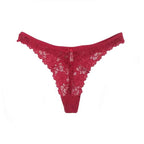 Sheer Floral Lace Thong - Elegant Low-Waist G-String