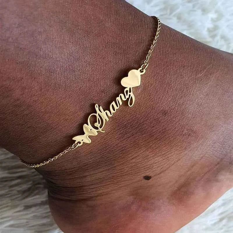 Custom Name Anklets - Stainless Steel Cuban Chain