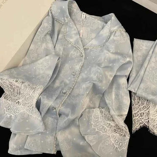 Floral Print Satin Pajama Set - Plus Size - SHOPPERS' CASTLE