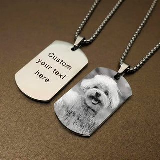 Custom Square Pendant Necklace - Engravable Text & Picture Design - SHOPPERS' CASTLE