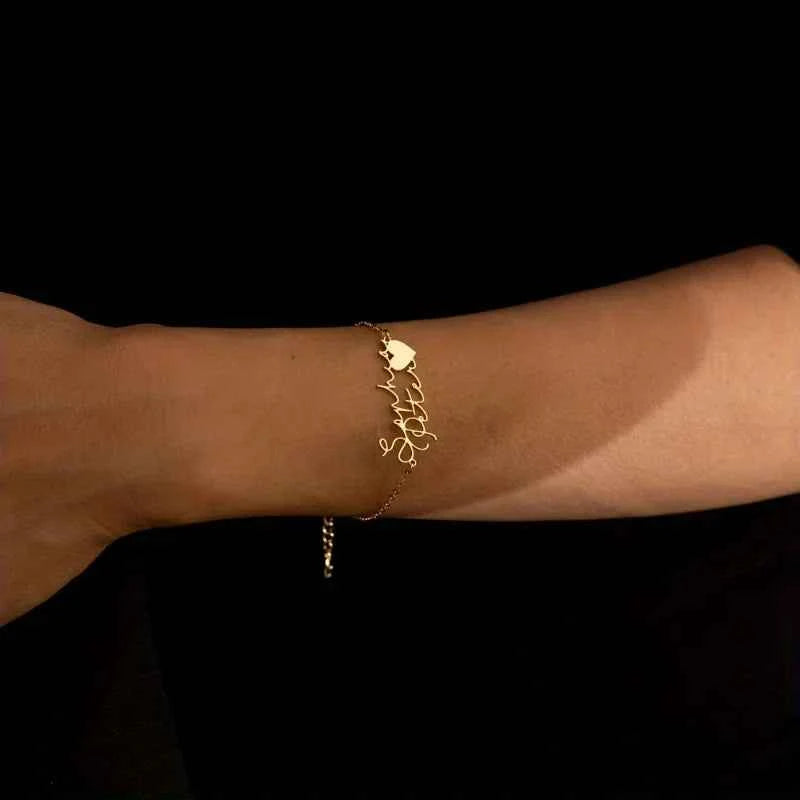 Custom Double Name Heart Bracelet - Couple Jewelry