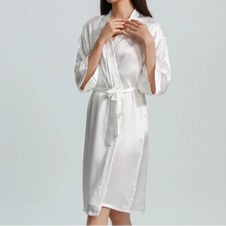 19mm Mulberry Silk Cardigan Robe - Loose Long Luxury Bathrobe