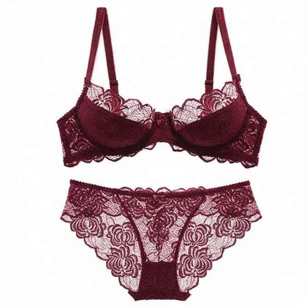 Hollow-Out Embroidered Bra - Plus Size