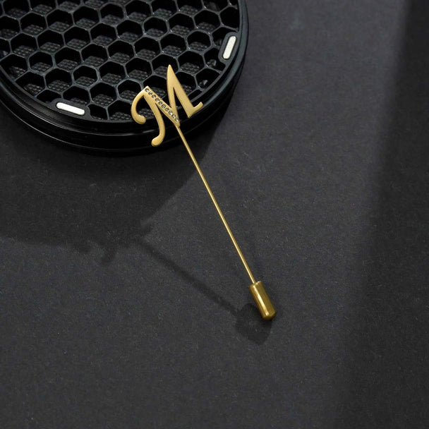 Personalized 1 Letter Collar Pin Brooch - Initial Pendant