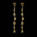 Custom Name Stud Earrings with Chain - Star & Heart