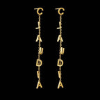 Custom Name Stud Earrings with Chain - Star & Heart