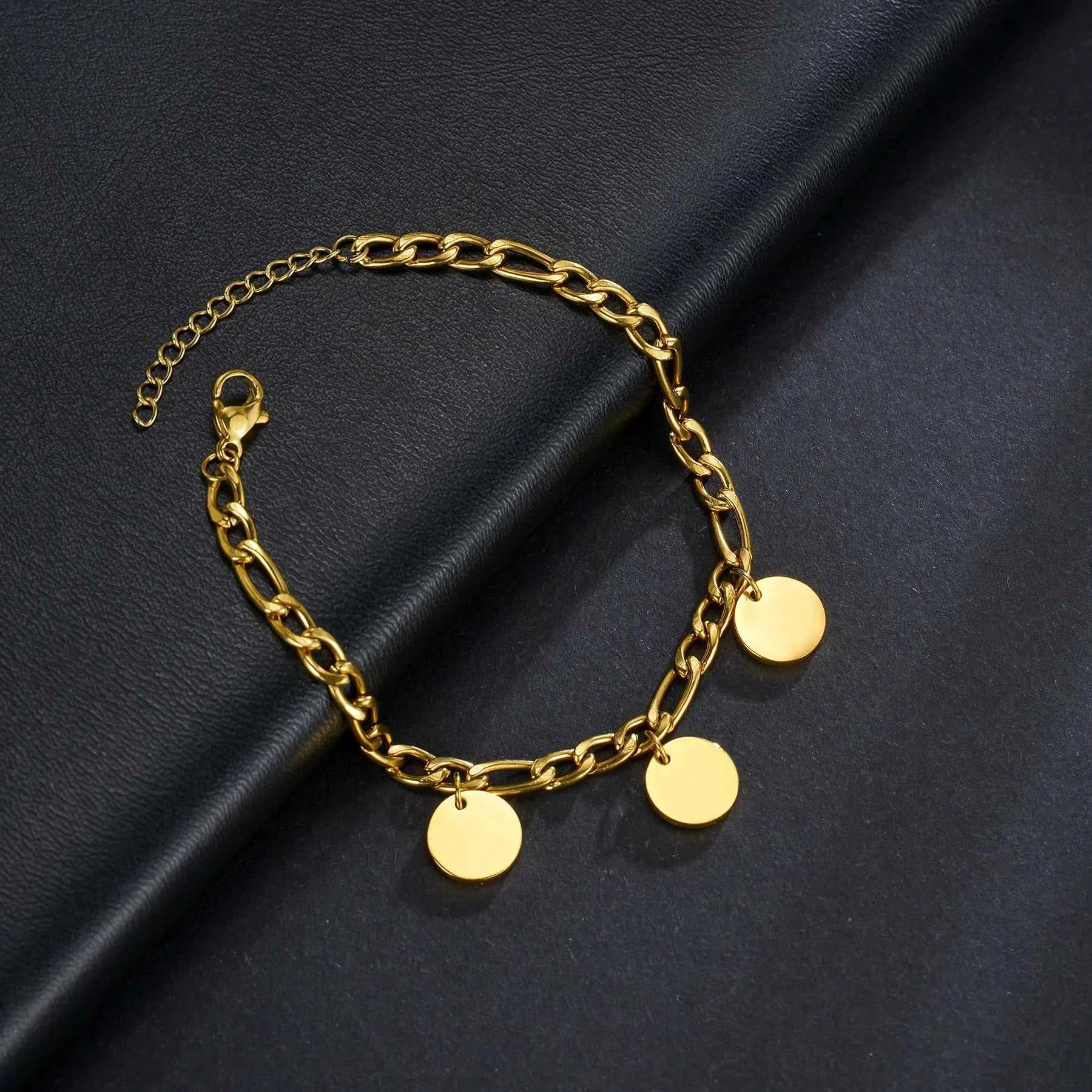 Engraved Name Thick Figaro Chain Bracelet - Stainless Steel