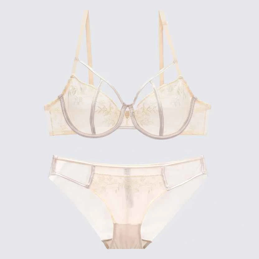 Hollow Bandage Ultra-Thin Bra Set - Plus Size