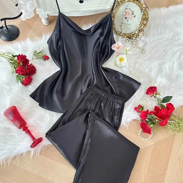 Suspender Pajama Set - Plus Size 5XL - SHOPPERS' CASTLE