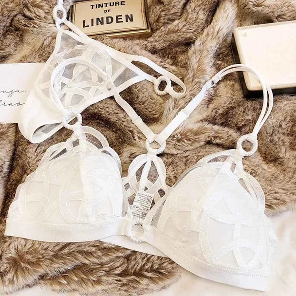 French Ultra-Thin Lace Bra Set with Thong
