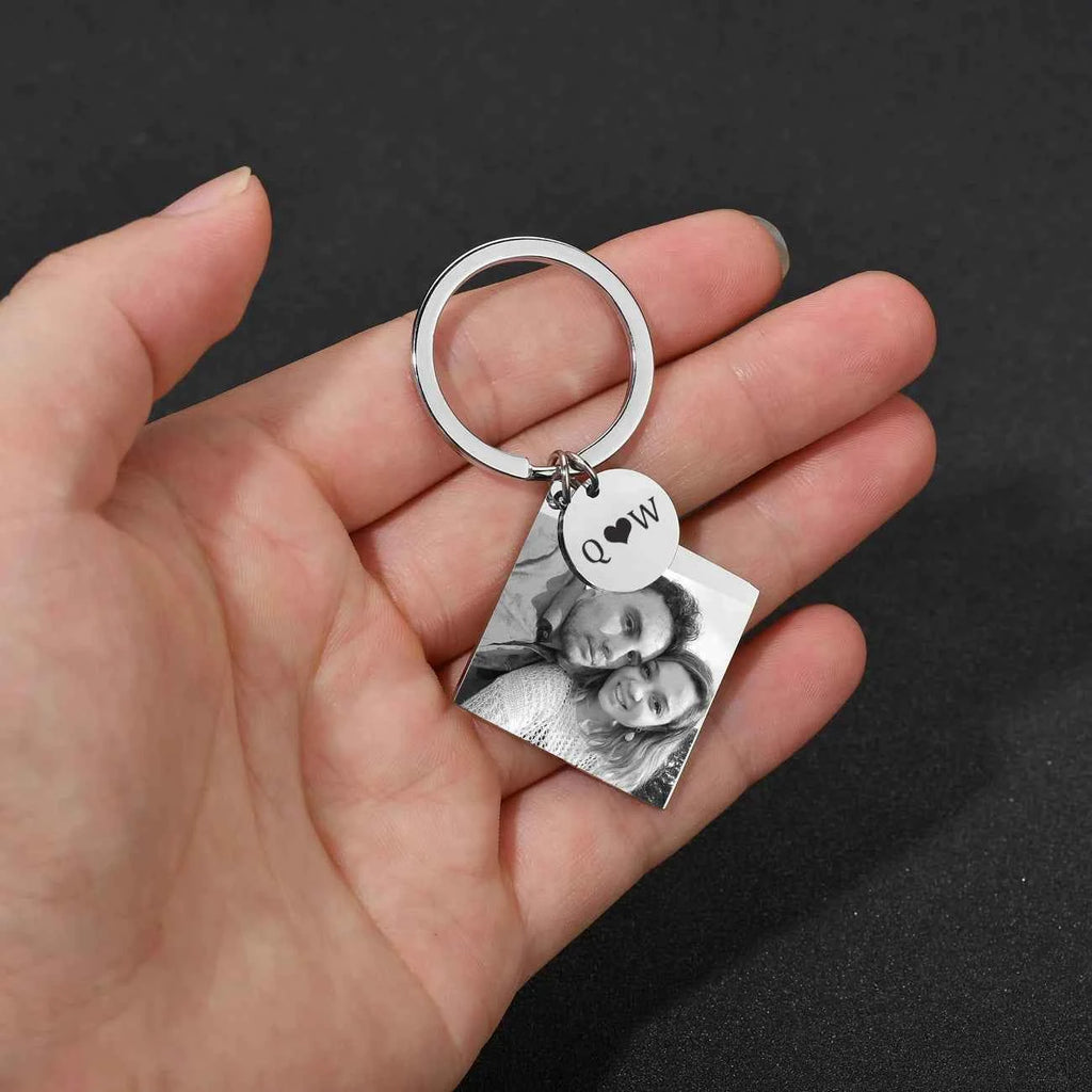 Personalized Engrave Name Date Keychain - Square Round