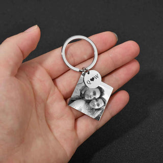 Personalized Engrave Name Date Keychain - Square Round