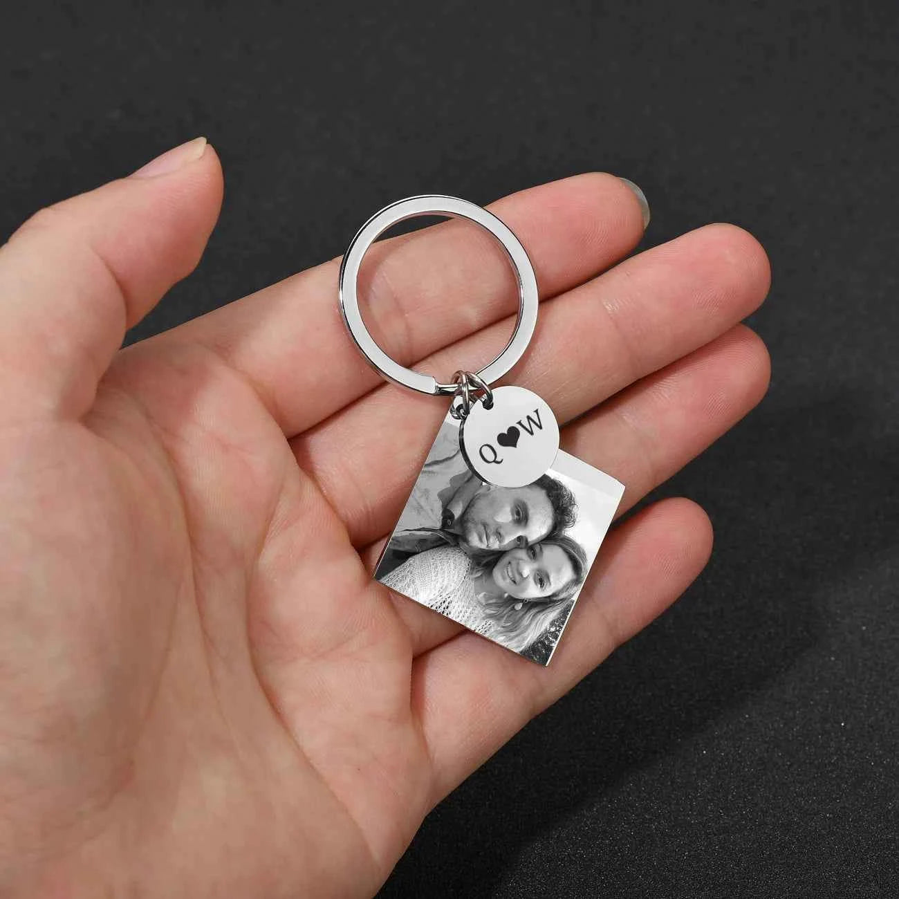 Personalized Engrave Name Date Keychain - Square Round