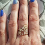 Custom Birth Flower Name Ring - Adjustable