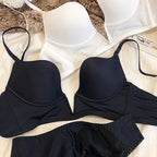 Seamless Plunge Push-Up Bra Set with Deep V