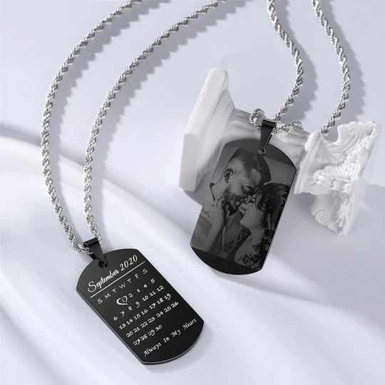 Custom Square Pendant Necklace - Engravable Text & Picture Design - SHOPPERS' CASTLE