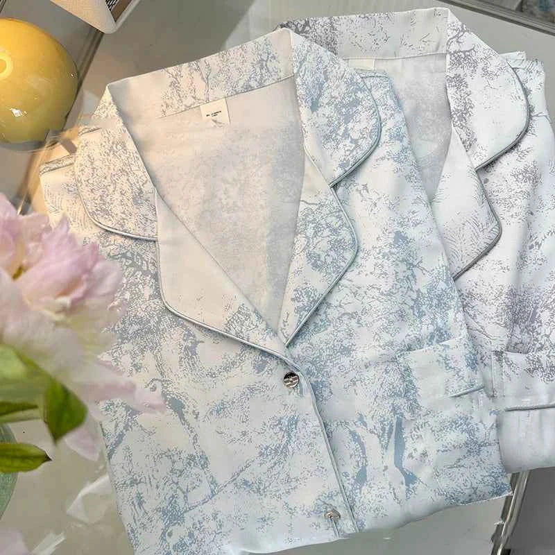 Floral Print Ice Silk Pajama Set - SHOPPERS' CASTLE