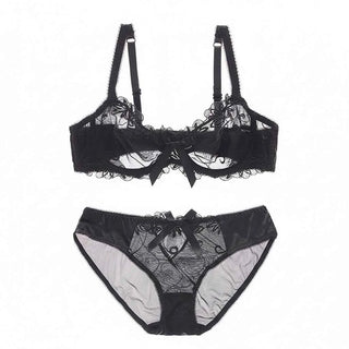 Fashion Embroidery Lingerie Set - Plus Size C/D Cup