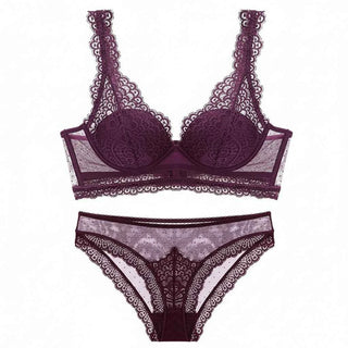 Deep V Cotton Embroidery Bra Set