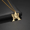 Personalized Big Letter Name Butterfly Pendant Choker - Link Chain