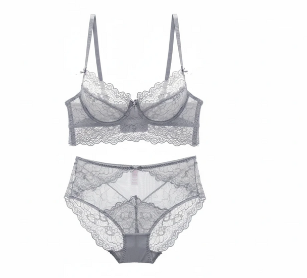 Deep V Ultra-Thin Bra Set - Plus Size