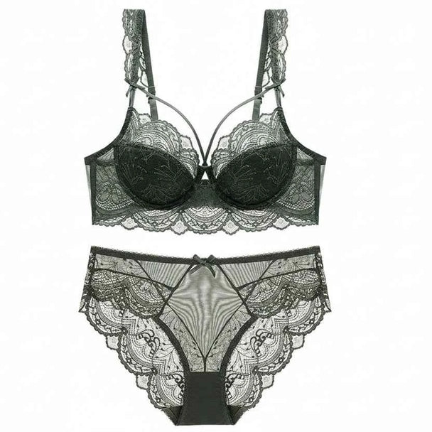 Thin Cotton Bandage Temptation Bra Set - Plus Size