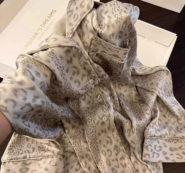 Gray Leopard Pajama Set - SHOPPERS' CASTLE