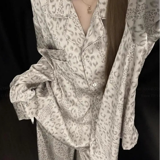 Gray Leopard Pajama Set - SHOPPERS' CASTLE