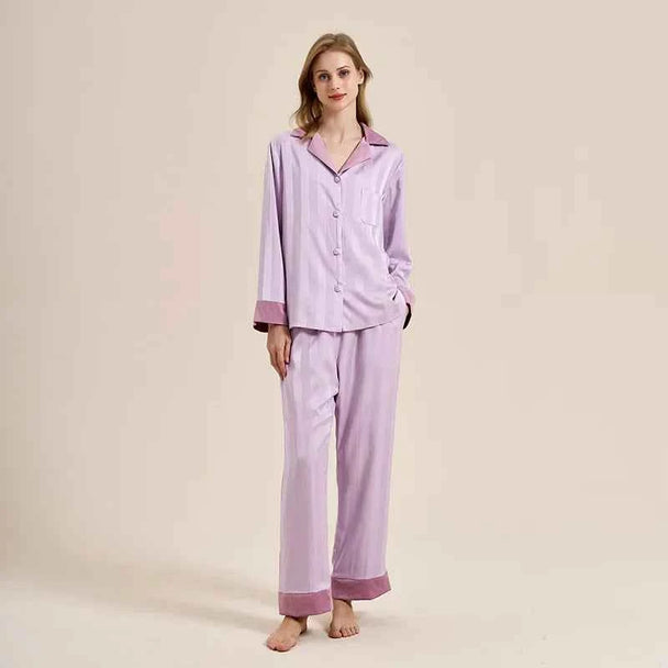 Striped Long Sleeve Pajama Set - SHOPPERS' CASTLE