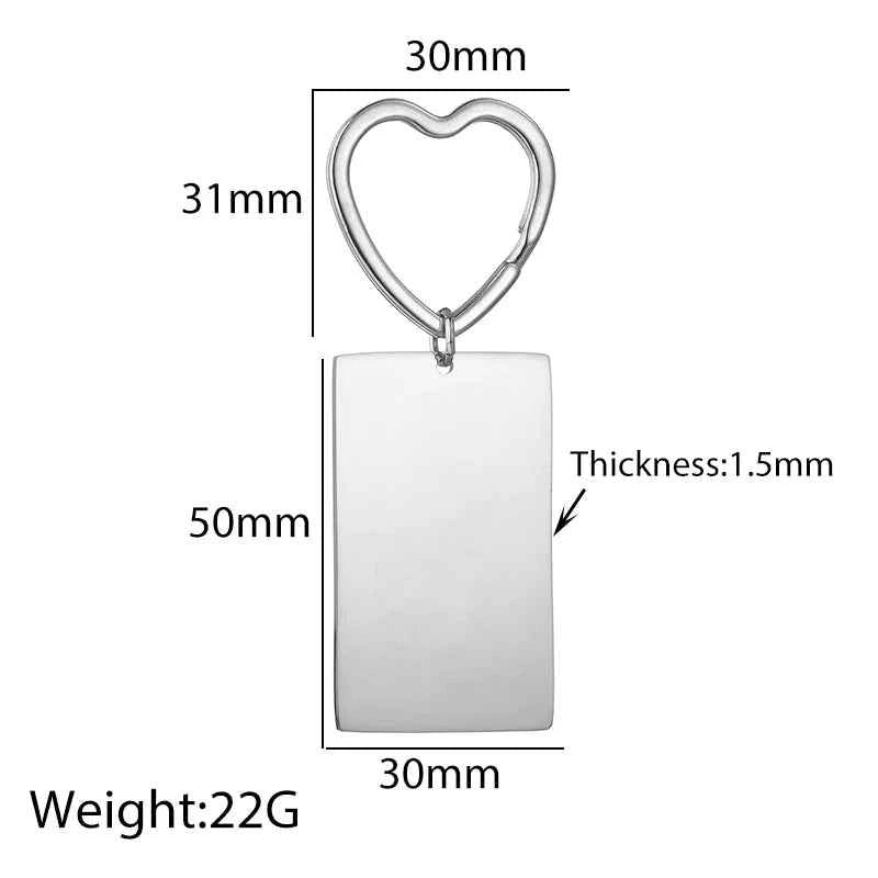 Engrave Name Picture Keychain - Square or Heart Design