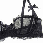 Ultra-Thin Bow Embroidery Bra Set