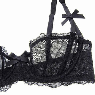 Ultra-Thin Bow Embroidery Bra Set