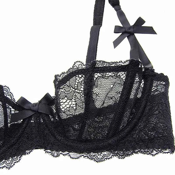 Ultra-Thin Bow Embroidery Bra Set