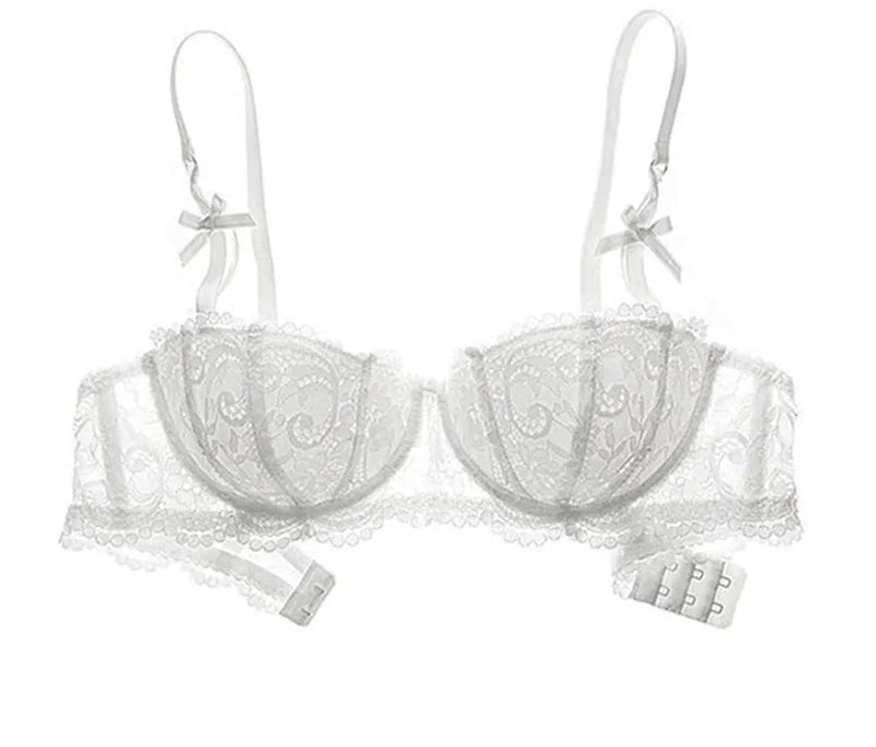 Embroidered Half-Cup Push-Up Bra - SHOPPERS' CASTLE