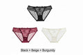 Embroidered Lace Brief Trio - Beige, Black & Burgundy