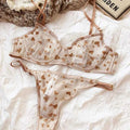 Ultra-Thin Transparent Push-Up Bra & Thong Set with Hearts