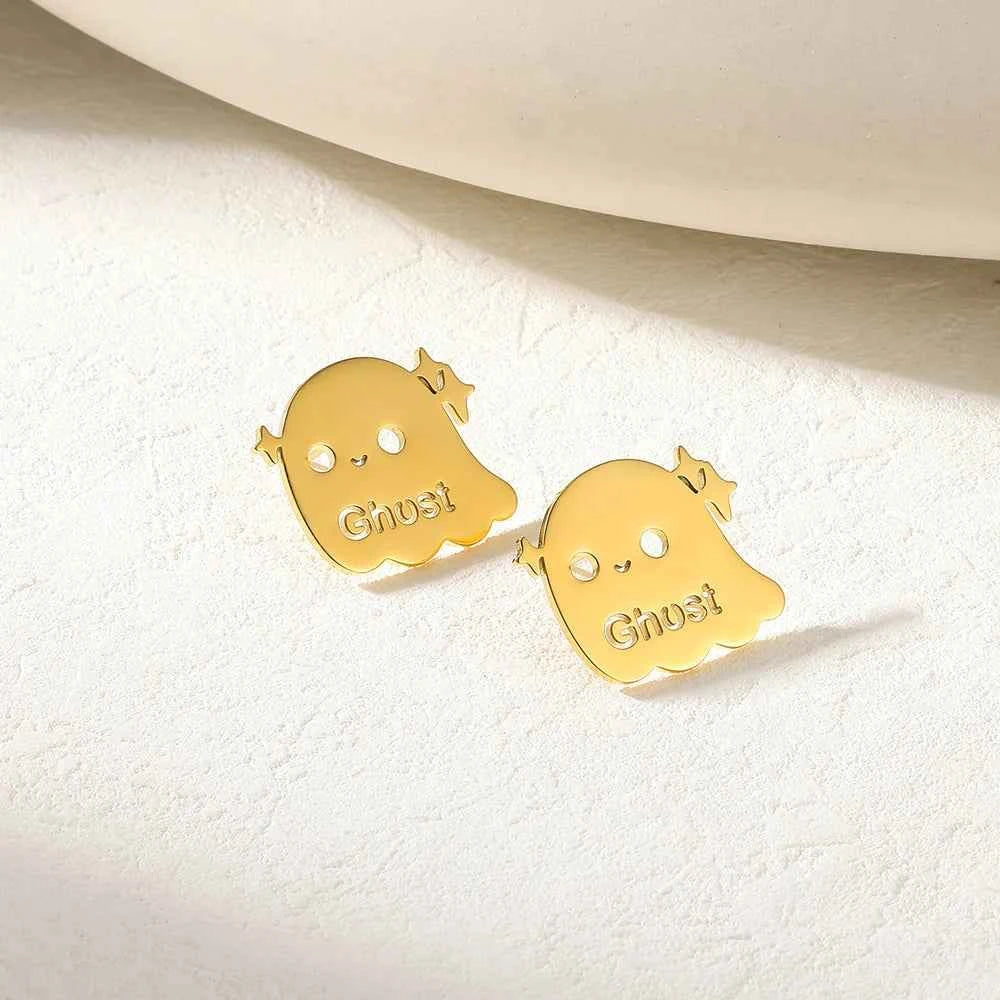Custom Ghost Name Earrings - Geometric Design