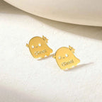 Custom Ghost Name Earrings - Geometric Design