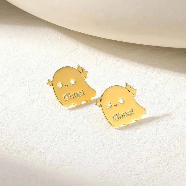 Custom Ghost Name Earrings - Geometric Design