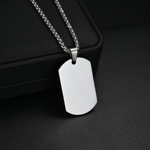 Custom Square Pendant Necklace - Engravable Text & Picture Design - SHOPPERS' CASTLE