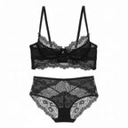 Deep V Ultra-Thin Bra Set - Plus Size