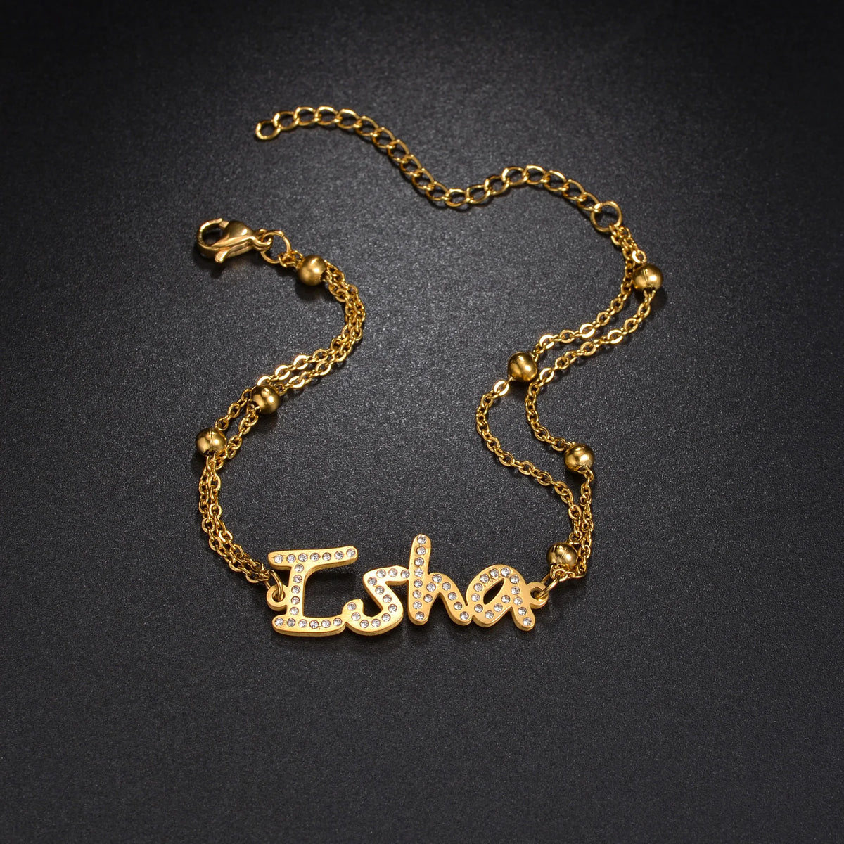 Personalized Name Bracelet - 2 Layer with Star Charms - SHOPPERS' CASTLE
